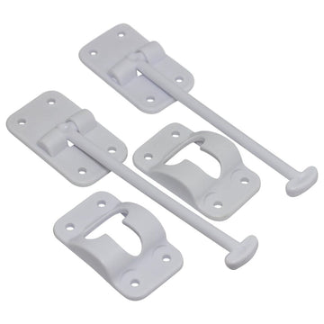 Hamilton Bowes 2 Pack: RV T-Style Door Holder Catch 6" for Latch Holder Camper Trailer Cargo Hatch White