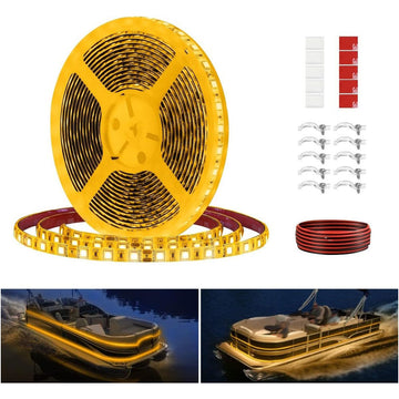 Pontoon LED Strip Lights, 12V 5M/16.4FT Waterproof Marine LED Light Boat Interior Light, Boat Deck Light for Pontoon Fishing Boat, Extension Cable Included